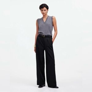 Madewell The Harlow Wide Leg Linen Blend Drapey Twill Pants Black Women’s 6